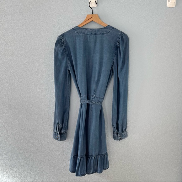 NWT PAIGE Kendry Juno Long Sleeve Denim Wrap Dress - Picture 3 of 3